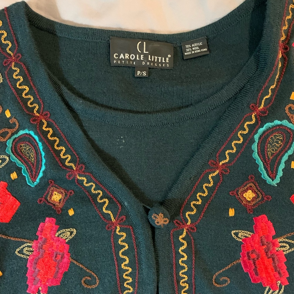 Vintage Carole Little embroidered sweater dress - Picture 3 of 3